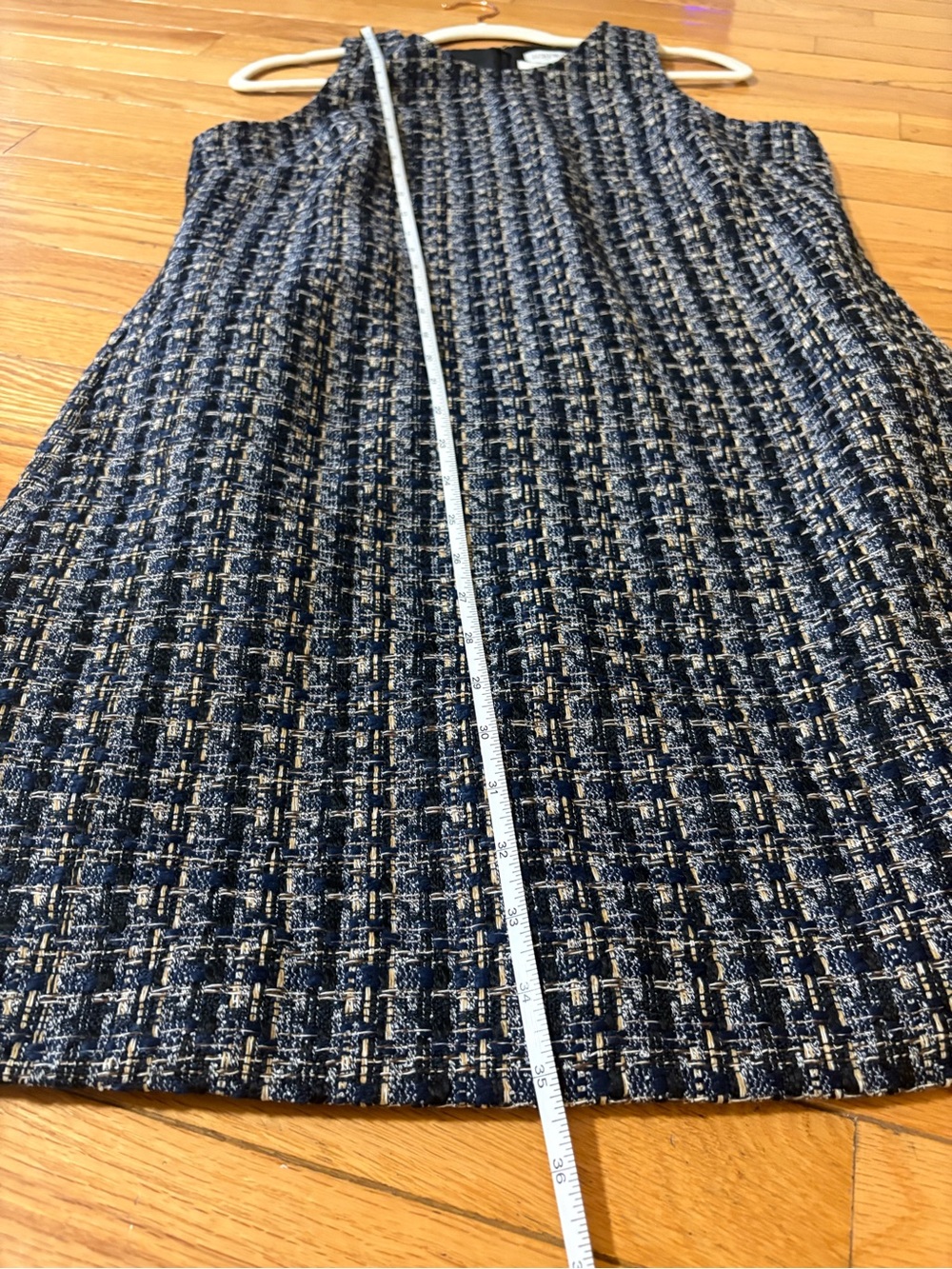 J.Crew Navy & Cream Tweed Sleeveless Shift Dress Size 6 NWT - Picture 6 of 7